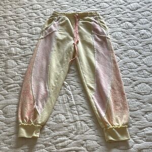 Vibrant Yellow and Pink Joggers with Tapered Ankle Cuffs